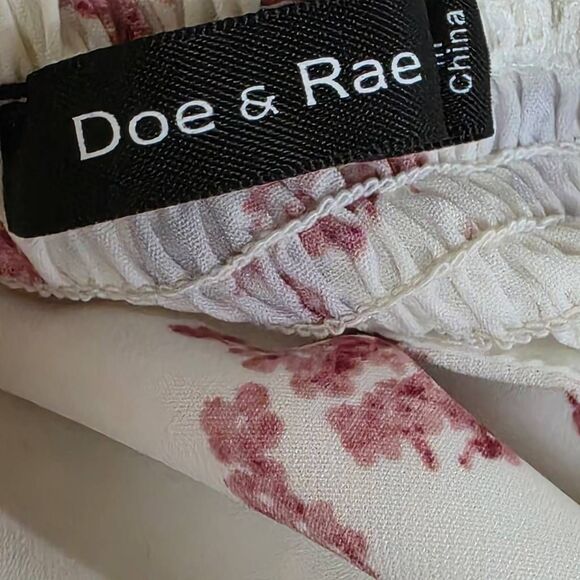 Doe & Rae White Floral Long Sleeve Blouse Women’s L - Picture 6 of 9